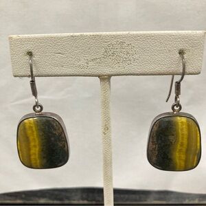 Sterling Silver Pierced Earrings W/Stone